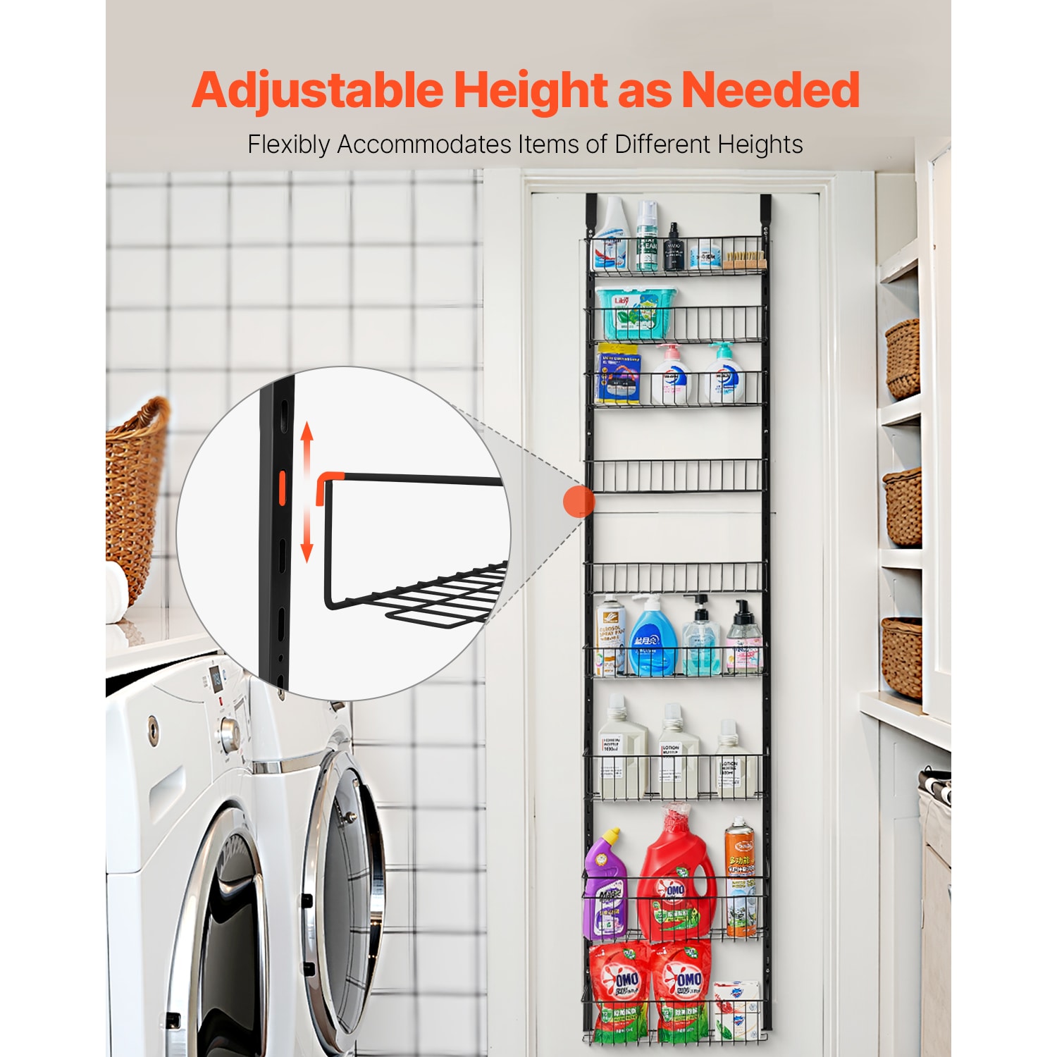 9-Tier Over The Door Pantry Organizer Hanging Storage Rack Adjustable Kitchen_voghion.com